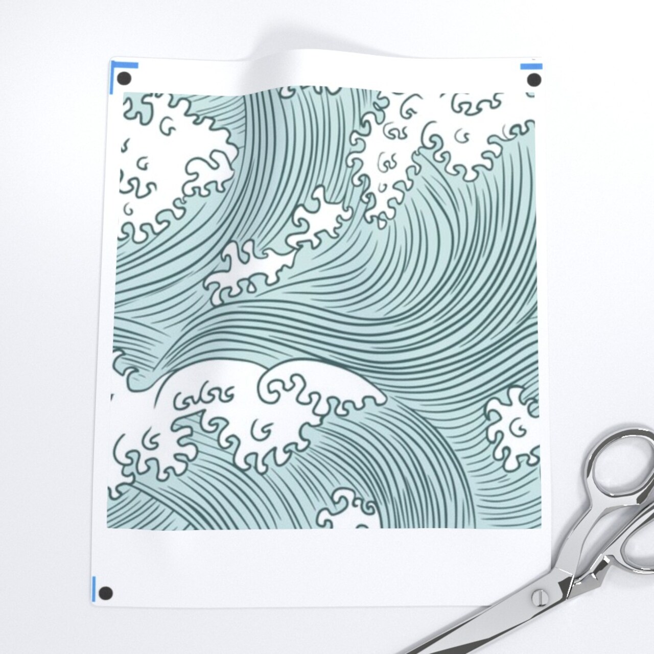 Rolling Waves Vintage Asian Chinese Japan Japanese Water Line Summer Doodle Home Decor Sea Ocean Wave Custom Pre-pasted Wallpaper by Spoonflower Pre-Pasted Wallpaper 2FT Wide
